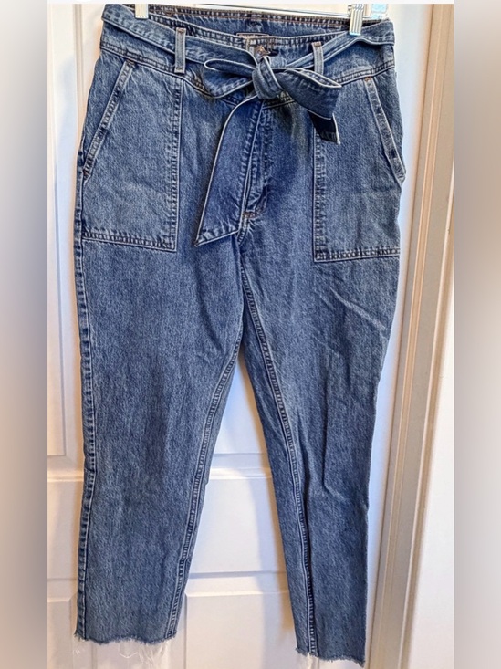 Abercrombie & Fitch Denim - Abercrombie & Fitch A&F Mom Jeans 28 (6R) | High Rise Tie Waist Denim Fray Hem
